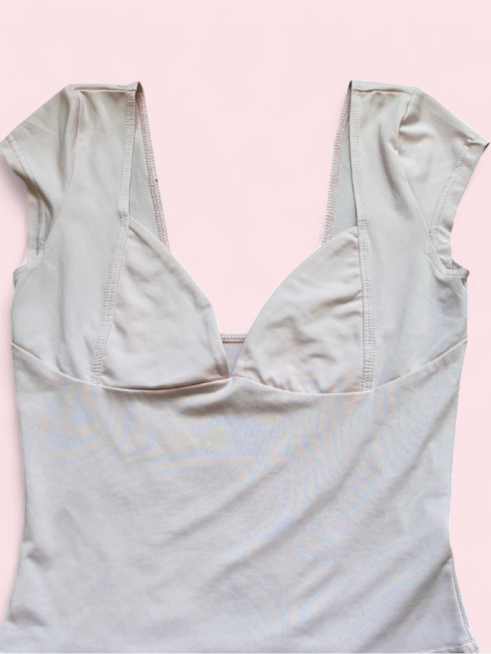 Cream V-Neck Seam Detail Tank Top